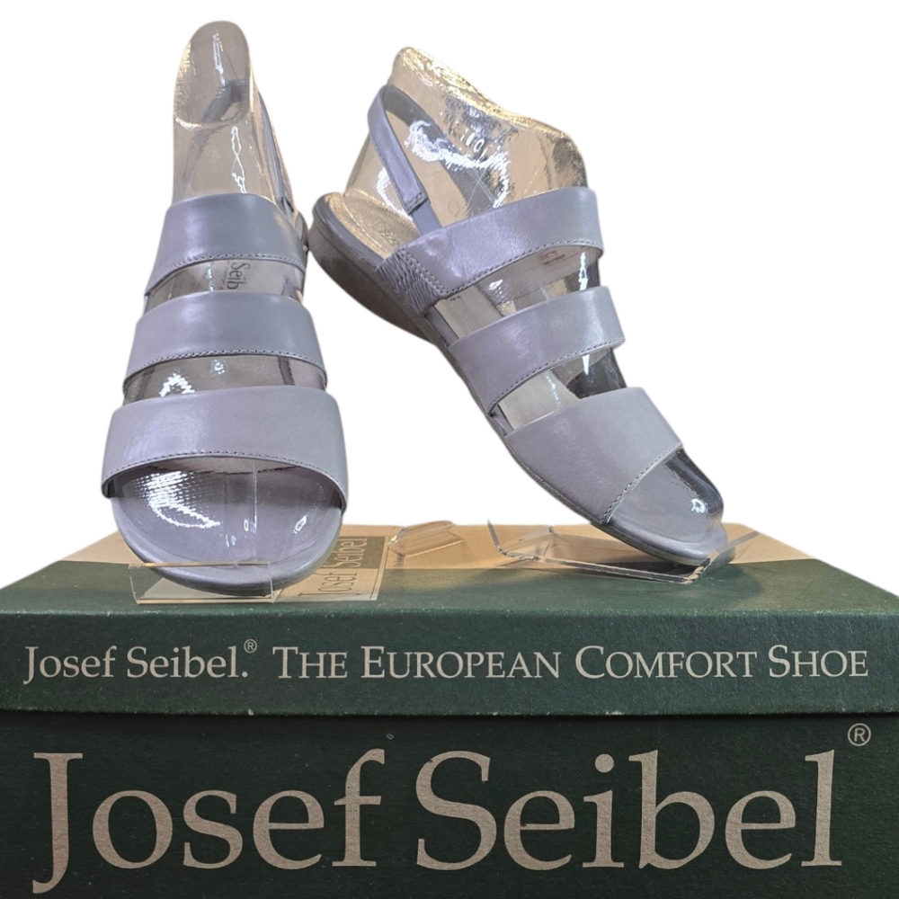 Josef Seibel Fabia 11 Gray Slingback Leather Sandal US Size 6.5 EU 37 NEW in Box